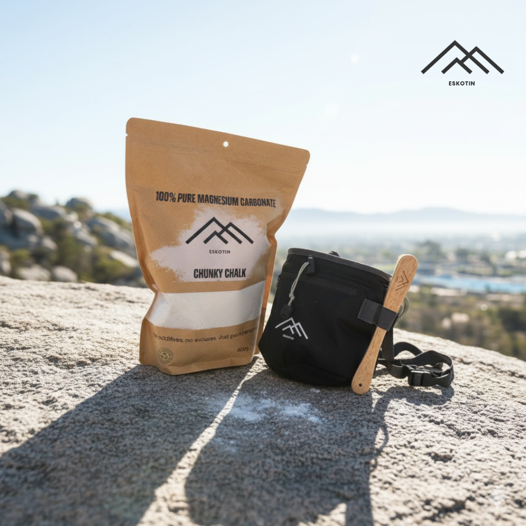 Pack Escalada – Magnesio 400 g + Bolsa + Cepillo | Kit Completo para Escaladores de Roca