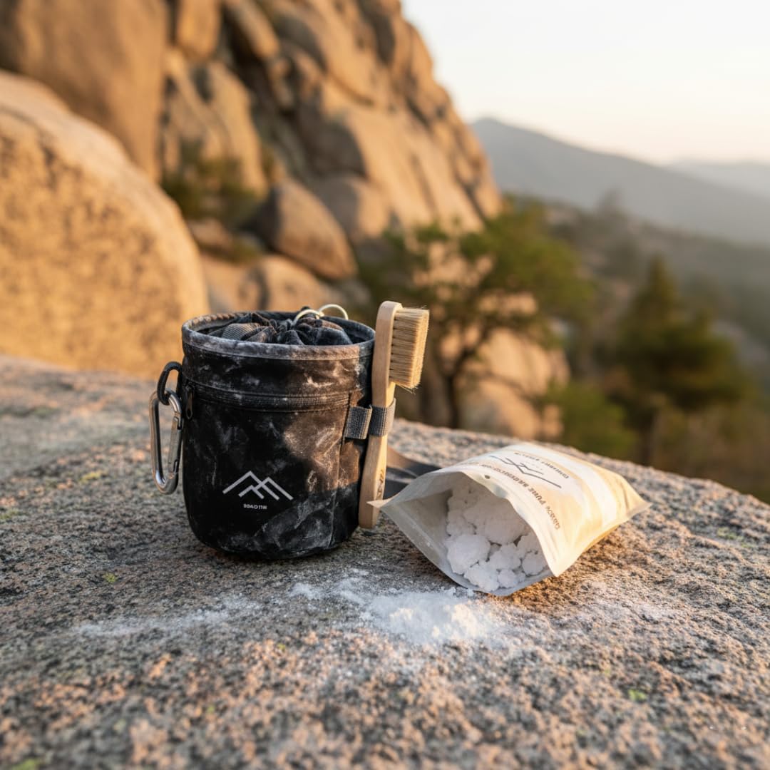 Magnesium Chunky 400g Complete Climbing Kit + Chalk Bag + Brush – Climbing, Boulder, Weightlifting and Calisthenics – Climbing Pack