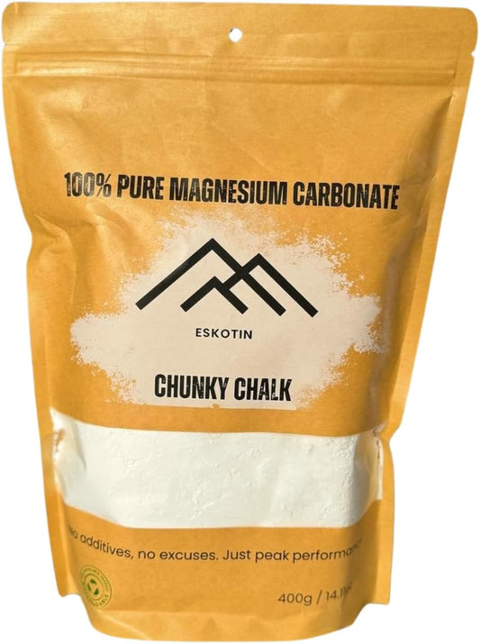 Magnesio para Escalada 400g – Chunky Chalk 100% Carbonato de Magnesio Puro – Sin Aditivos – Máximo Agarre para Escalada, Gimnasio, Calistenia y Halterofilia